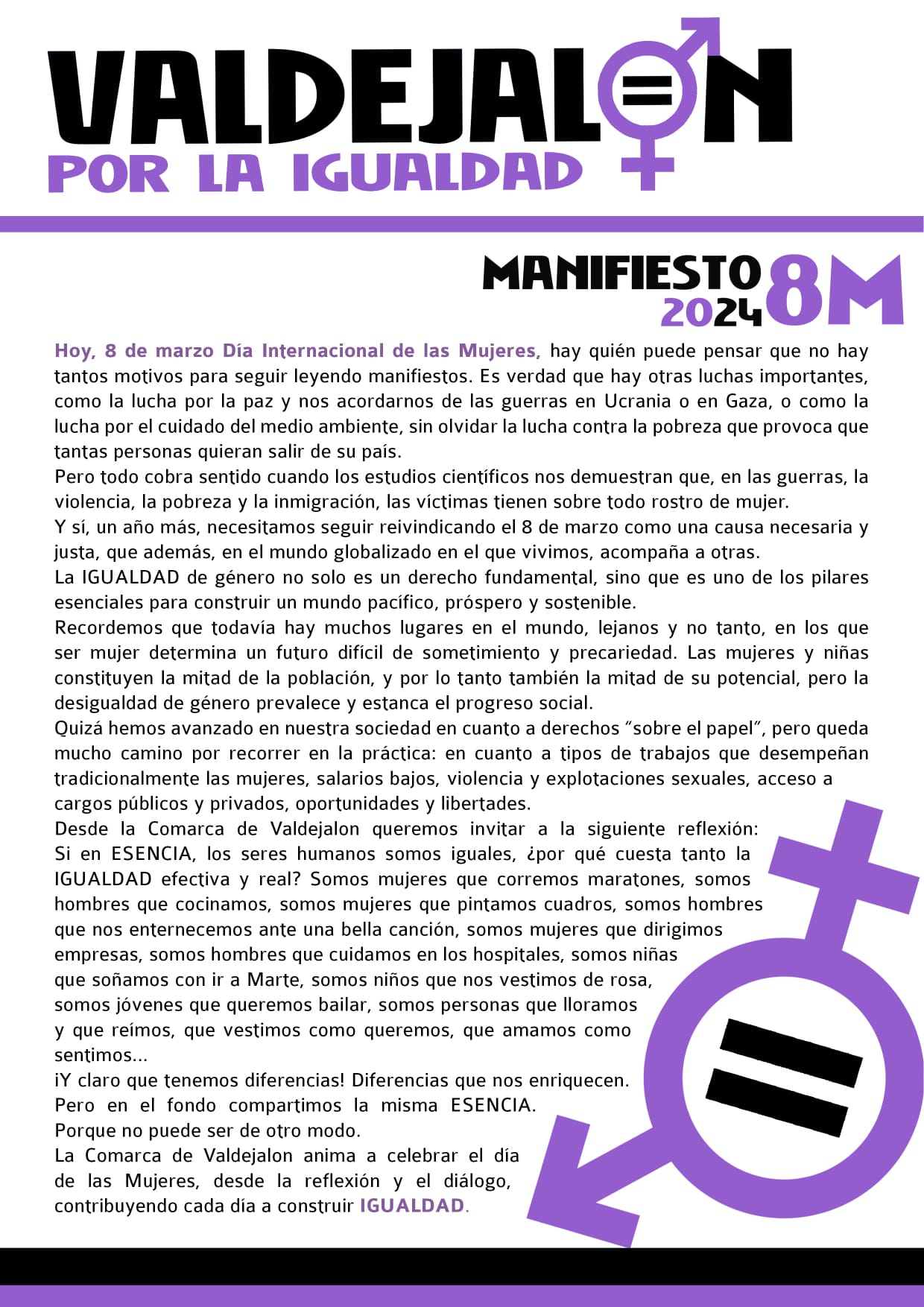 Manifiesto 8M por el día internacional de las mujeres