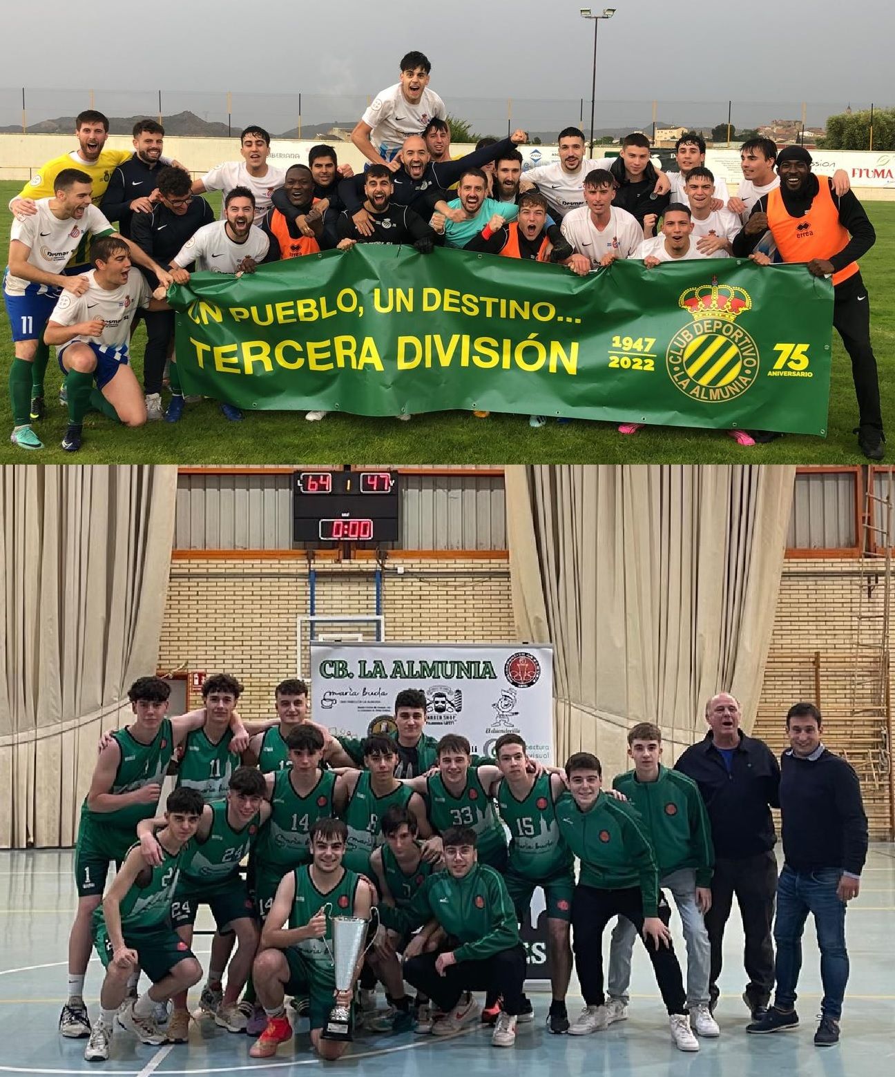 Enhorabuena por sus logros al Club Deportivo y al Club de Baloncesto La Almunia